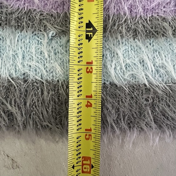 Justice Girls Fuzzy Pastel Multicolor Striped Sweater Girls 5 Cozy Soft NWT - Picture 9 of 10